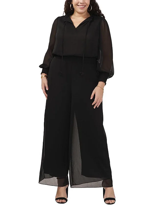 Luxury Women's Clothing Plus Womens Chiffon Wide Leg Jumpsuit