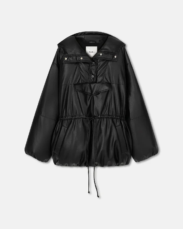Vintage Clothing For Women Osana - Okobor™ Alt-Leather Belted Puffer - Black