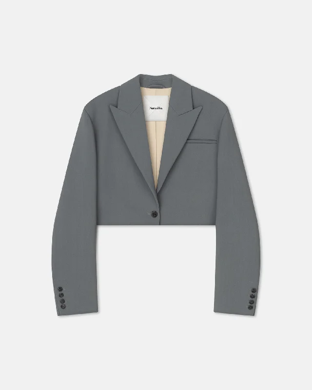 Timeless Women's Clothes Aidula - Cropped Blazer - Steel Blue