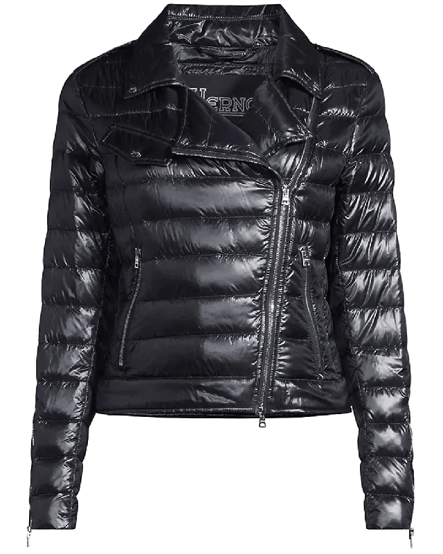 Women's Plus-Size Outfit Black Quilted Moto Jacket