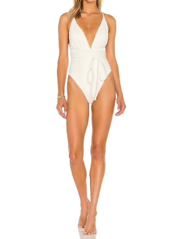 Affordable Women's Fashion Belle Full Piece Swimsuit In Cream Crocodile