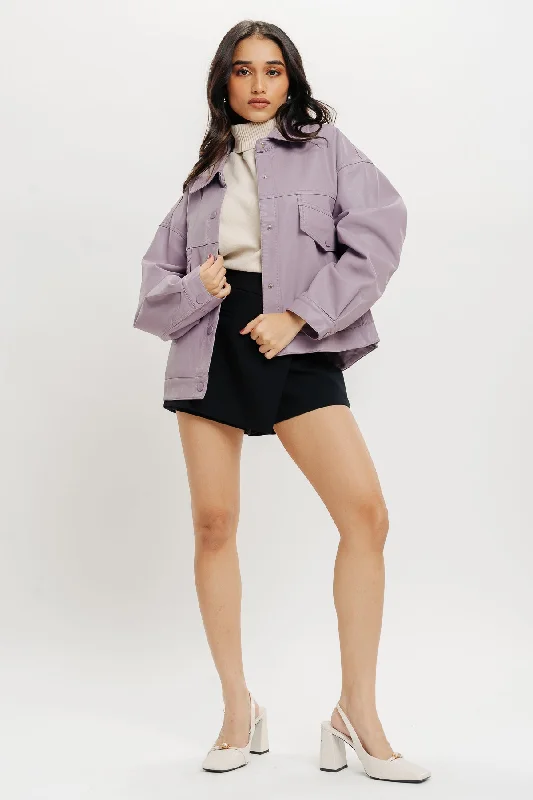 Women's Clothing Boxy Fit Leather Jacket