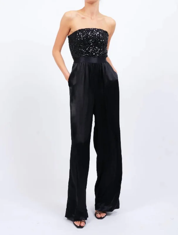 Women's High-Fashion Garments Aurelie Sequin Jumpsuit In Black