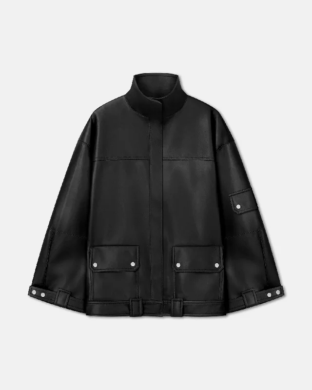High-Fashion Women's Clothing Silva - Regenerated Leather Jacket - Black