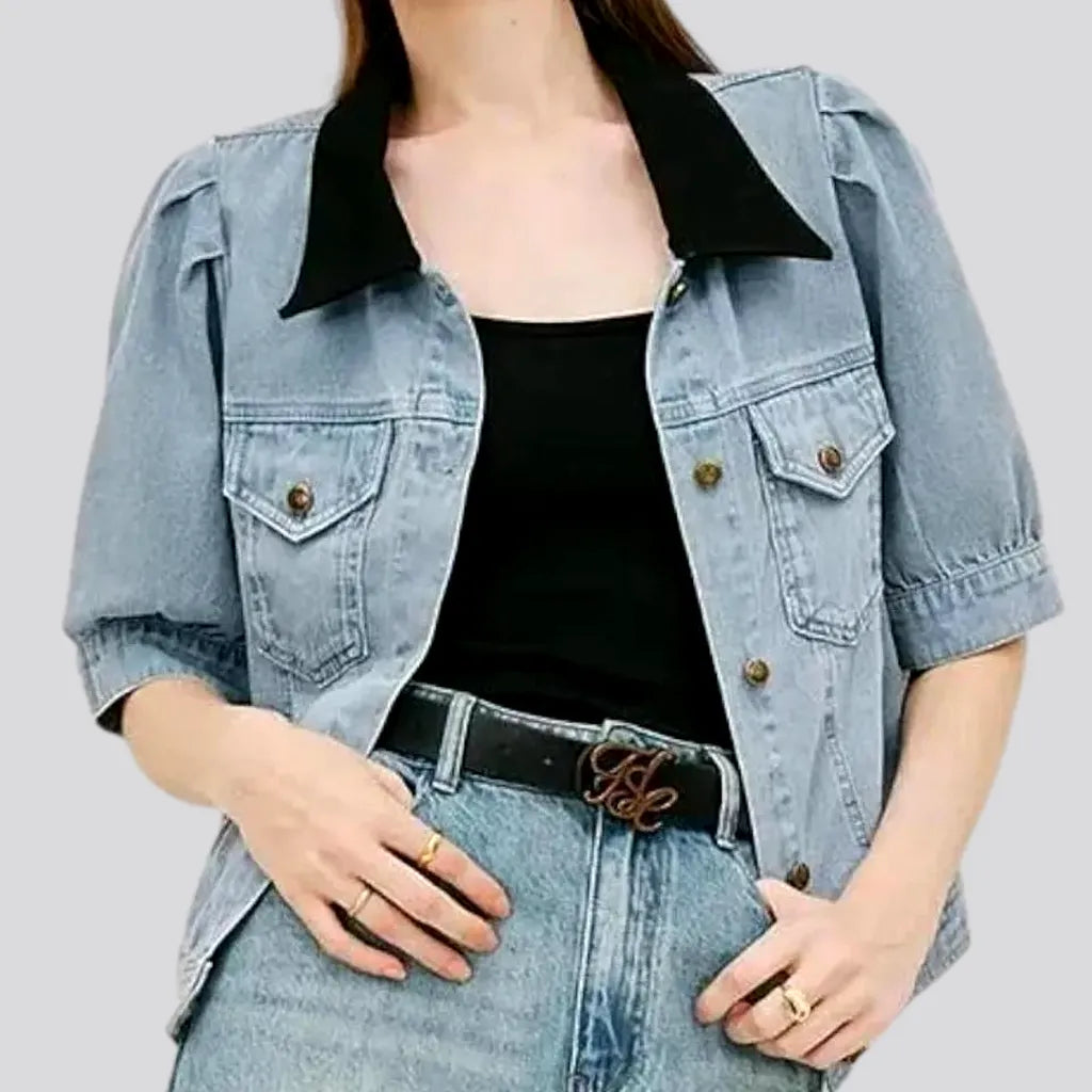 Light oversized casual women's denim jacket