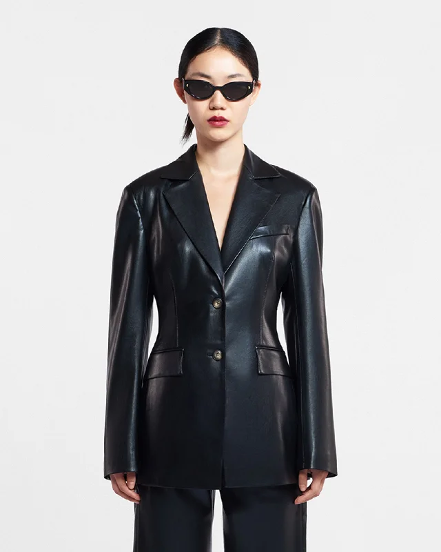 Women's Casual Wear Clothes Hathi - Okobor™ Alt-Leather Blazer - Black