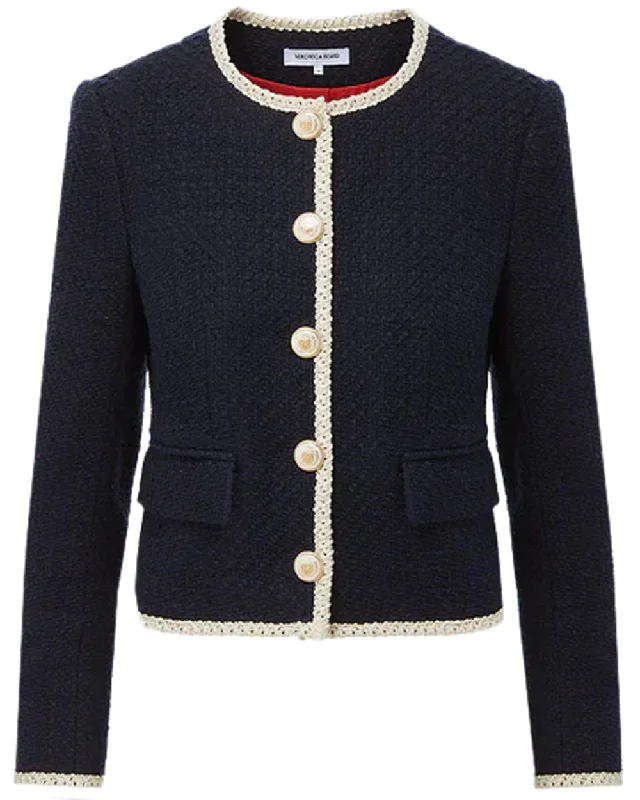 Women's Clothes For Outdoor Events Navy Tweed Mabel Jacket