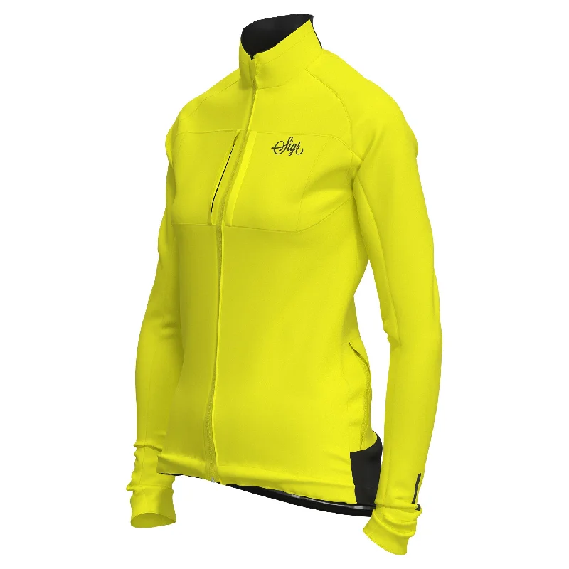 Women's Holiday Attire Gotlandsleden Tour Women's Hi-viz Yellow Merino Softshell Cycling Jacket