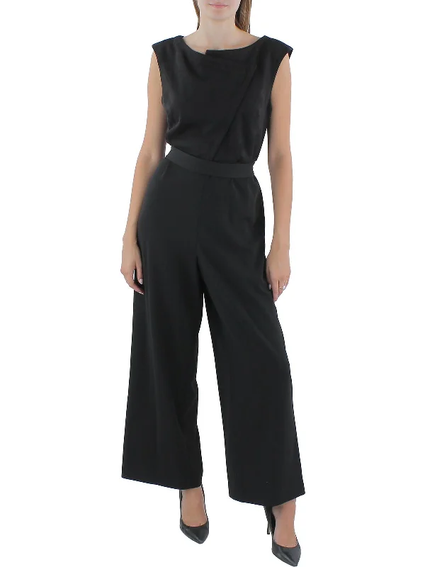 Chic Women's Clothing Online Womens Sleeveless Mixed Media Jumpsuit
