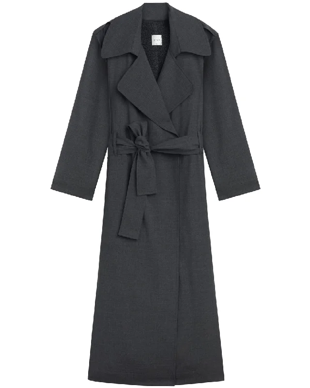 Women's Contemporary Apparel Charcoal Melange Jane Trench Coat