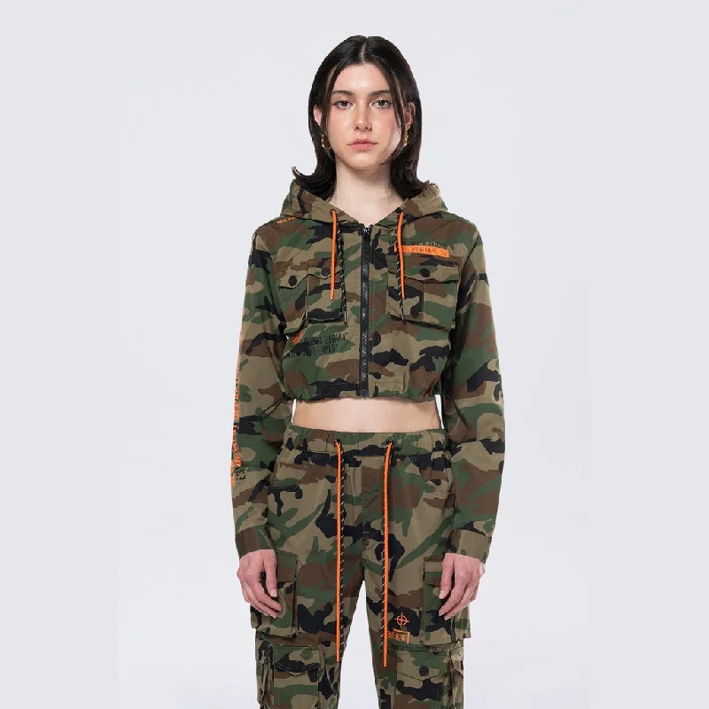 Hooded Utility Full Zip Jacket - Wood Camo