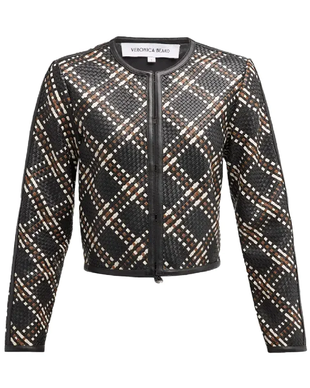 Women's Wedding Apparel Black Woven Leather Cassandra Jacket
