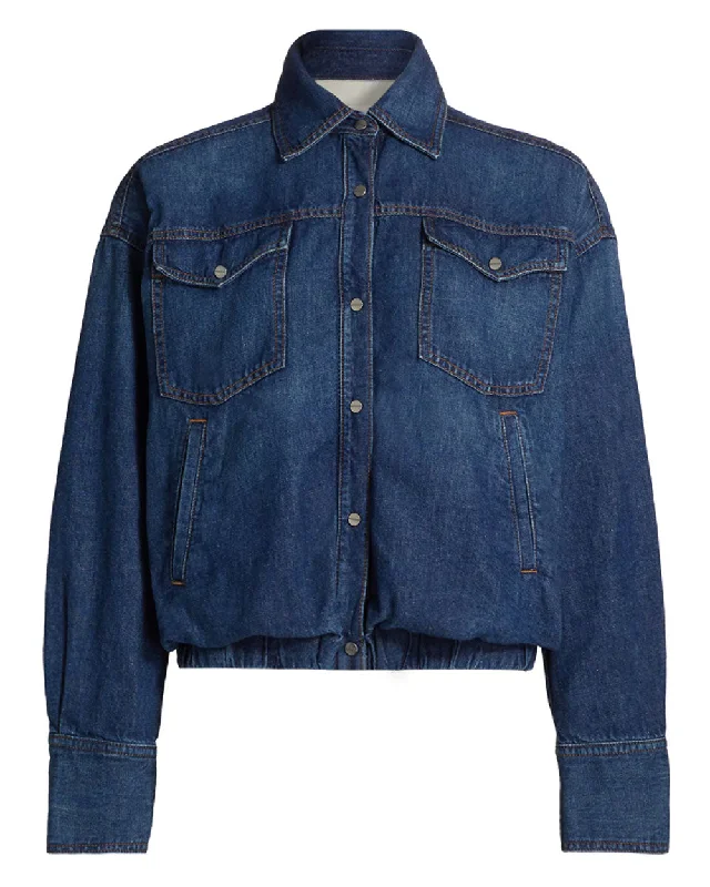 Timeless Women's Clothes Denim Bubble Jacket in Dark Wash