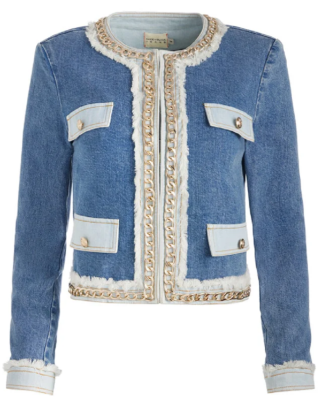 Women's Clothing For Holiday Travel Avery Blue Landon Crop Denim Jacket