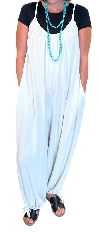 Elegant Women's Evening Garments Everyday Were Hustlin Jumpsuit In Oatmeal
