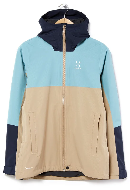 Online Boutiques Clothing Haglöfs Women's Finch Proof Jacket - Sand/Frost Blue