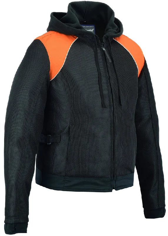 Online Clothing Boutiques DS827 Women's Mesh 3-in-1 Riding Jacket (Black/Orange)
