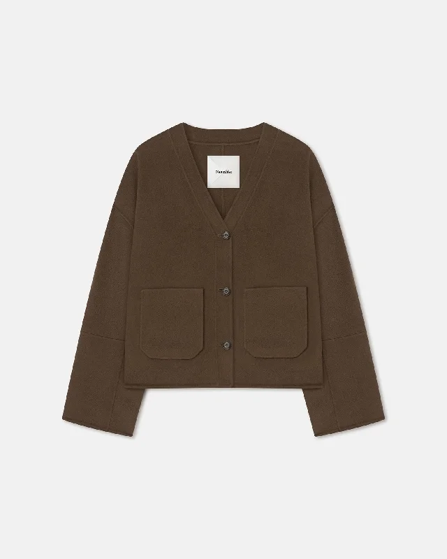 Vintage-Inspired Garments Dodie - Double Wool And Silk Blend Jacket - Chocolate Chip
