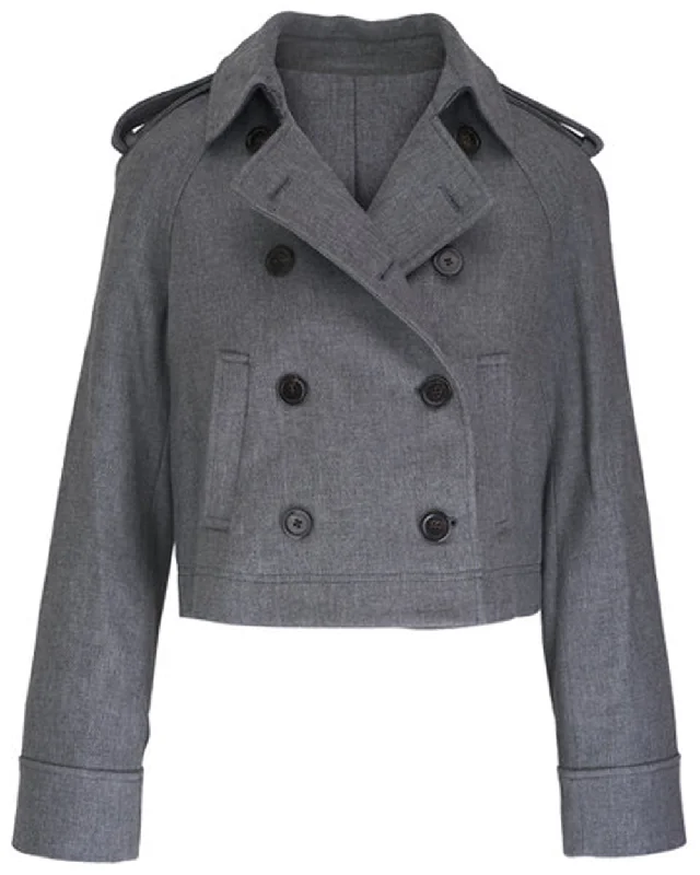 Modern Women's Clothes Heather Grey Conneley Crop Trench Coat