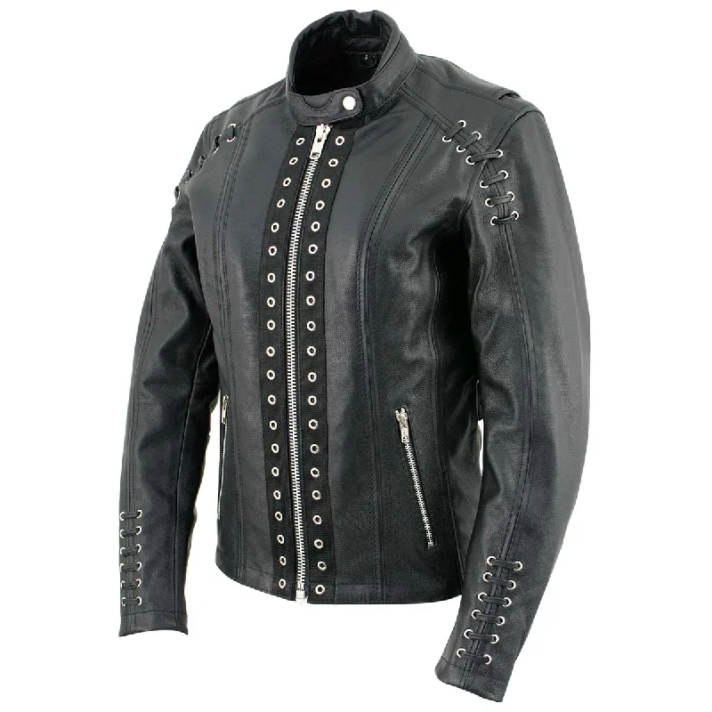 Affordable Women's Clothing Online Xelement XS631 Women's 'Raven' Black Premium Cowhide Motorcycle Rider Leather Jacket with Zip-Out Liner Affordable Women's Clothing Online Xelement XS631 Women's 'Raven' Black Premium Cowhide Motorcycle Rider Leather Jacket with Zip-Out Liner