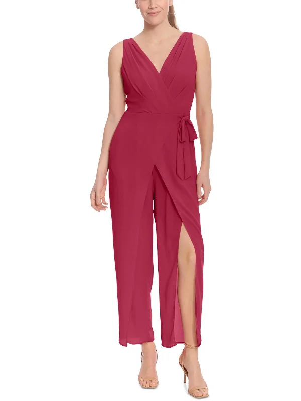 Women's Stylish Casual Garments Womens Faux Wrap Sleeveless Jumpsuit
