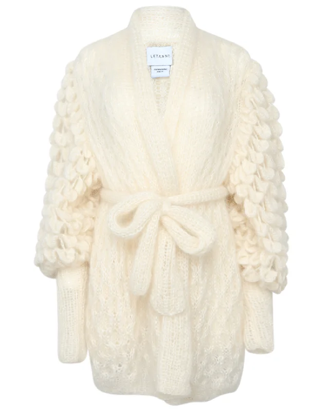 Women's Luxury Attire White Mini Eva Lace Coat
