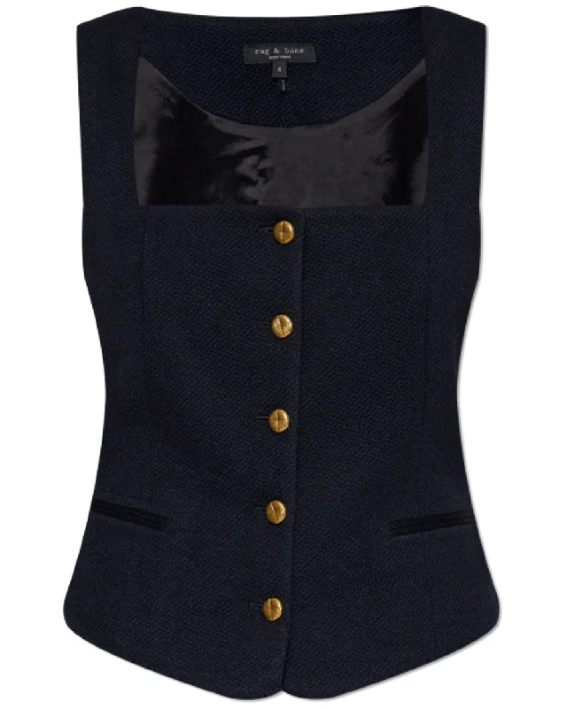 Women's Comfortable Lounge Attire Navy Mariana Textured Vest