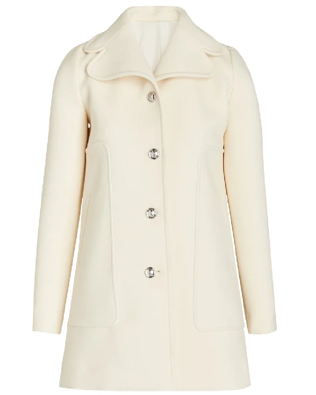 Women's Clothes And Garments Ivory Gabardine Coat