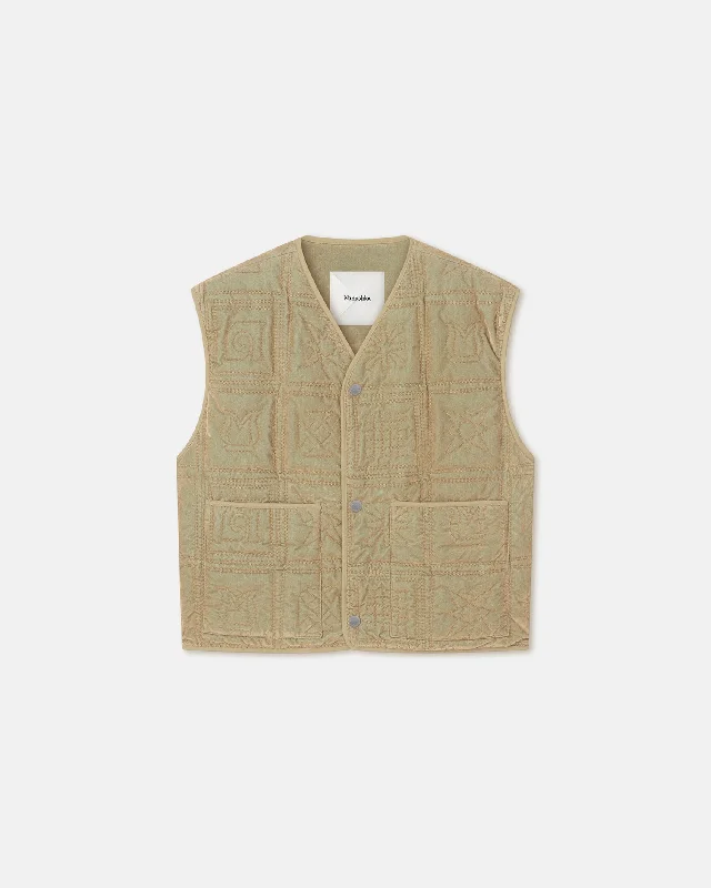 Women's Comfortable Lounge Garments Elvio - Quilted Tech-Velvet Gilet - Iridescent Khaki Women's Comfortable Lounge Garments Elvio - Quilted Tech-Velvet Gilet - Iridescent Khaki