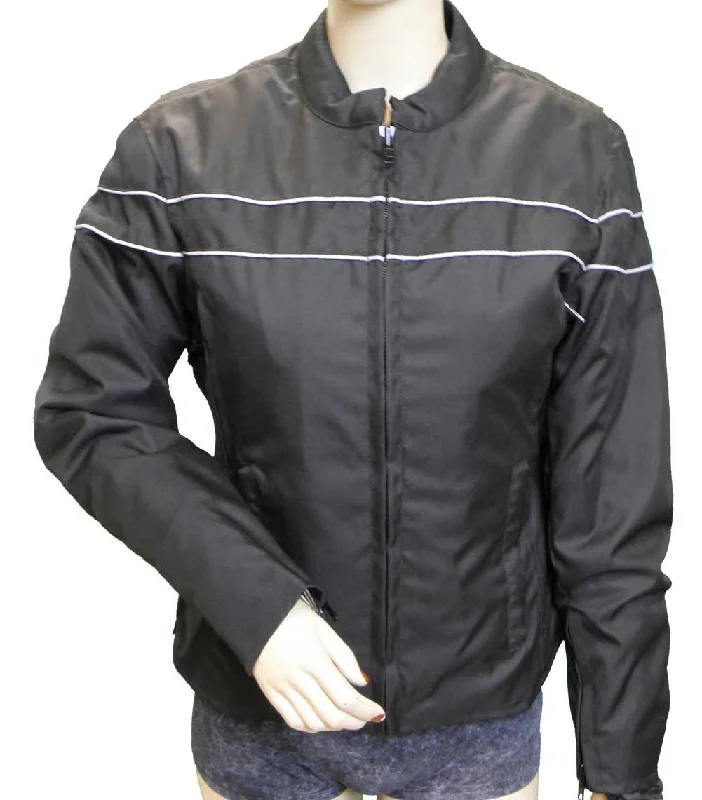 Women Wear Boutique VL1560LR Textile Jacket with Reflective Piping and Lady Rider Embroidered on Back Women Wear Boutique VL1560LR Textile Jacket with Reflective Piping and Lady Rider Embroidered on Back