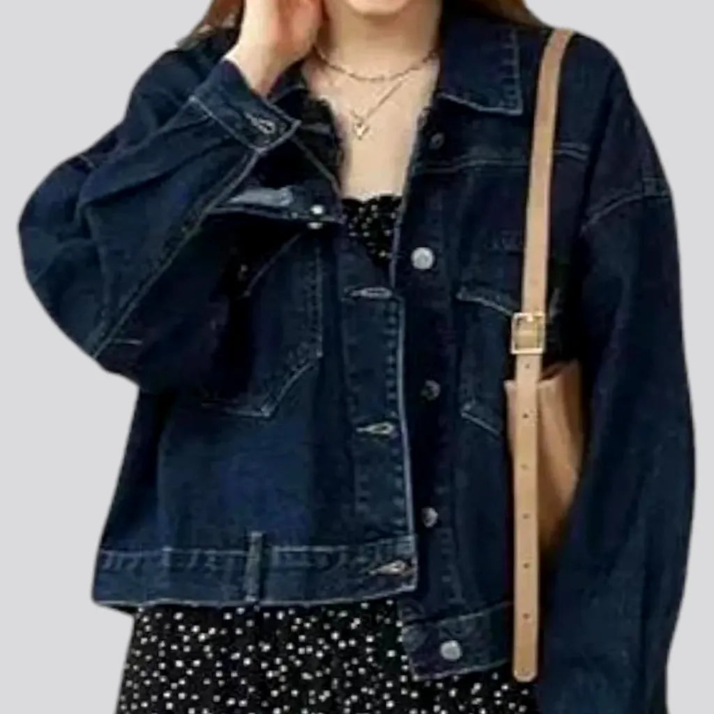 Casual oversized women's denim jacket