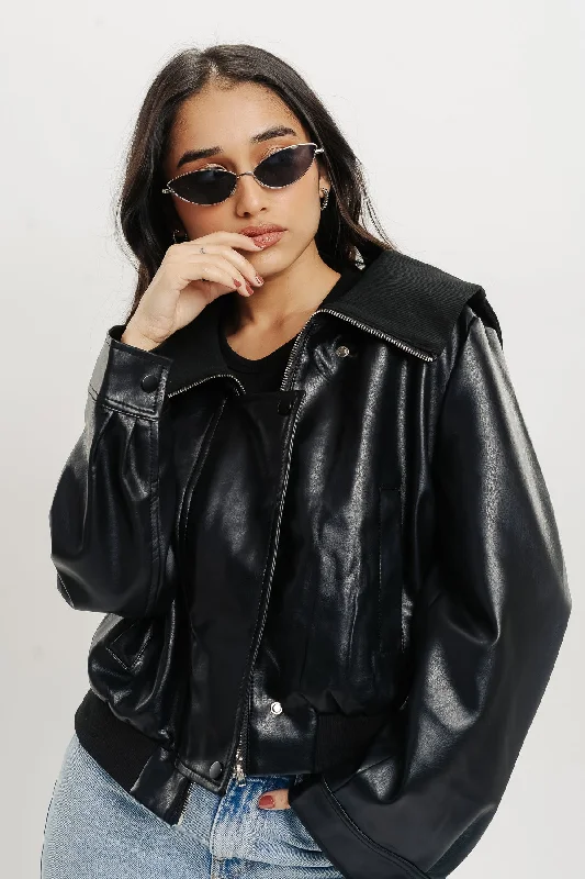 Flash Sale Clothing Ribbed Collar - Biker Leather Jacket