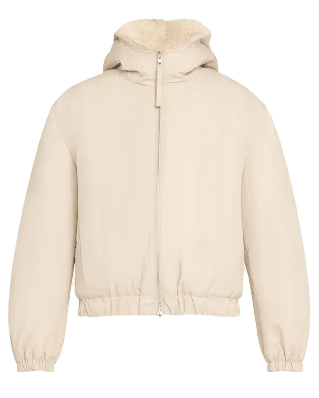 Women's Outerwear Garments Ceramic Faux Fur Lined Bomber Jacket