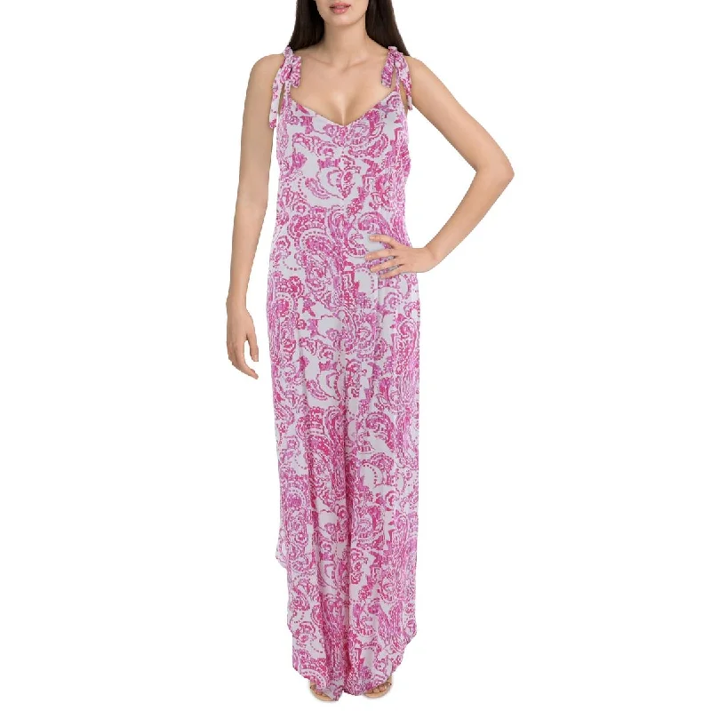 Women's Evening Attire Womens V Neck Wide Leg Jumpsuit
