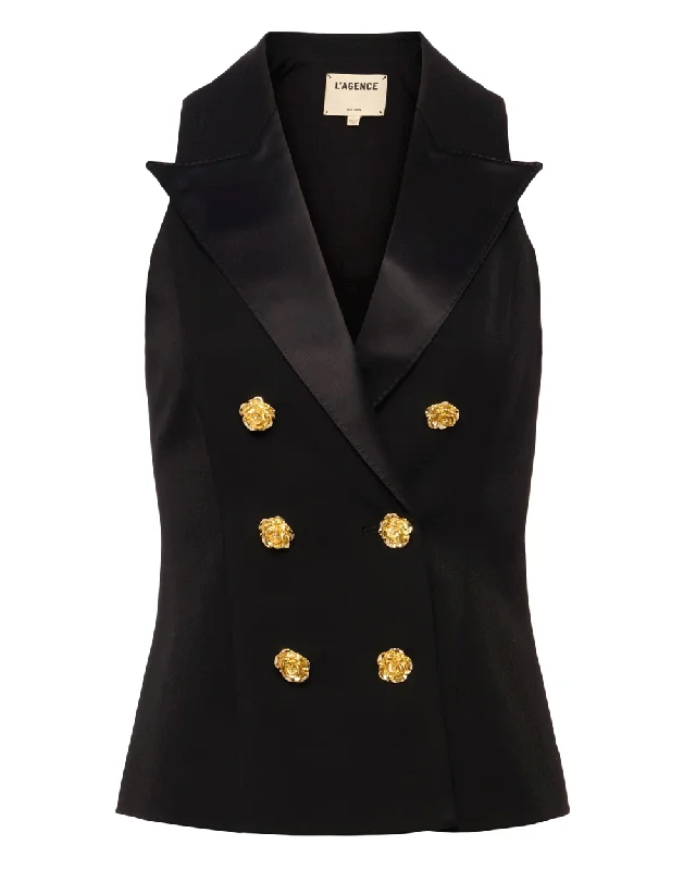 Elegant Women's Attire Black Vesper Tuxedo Vest