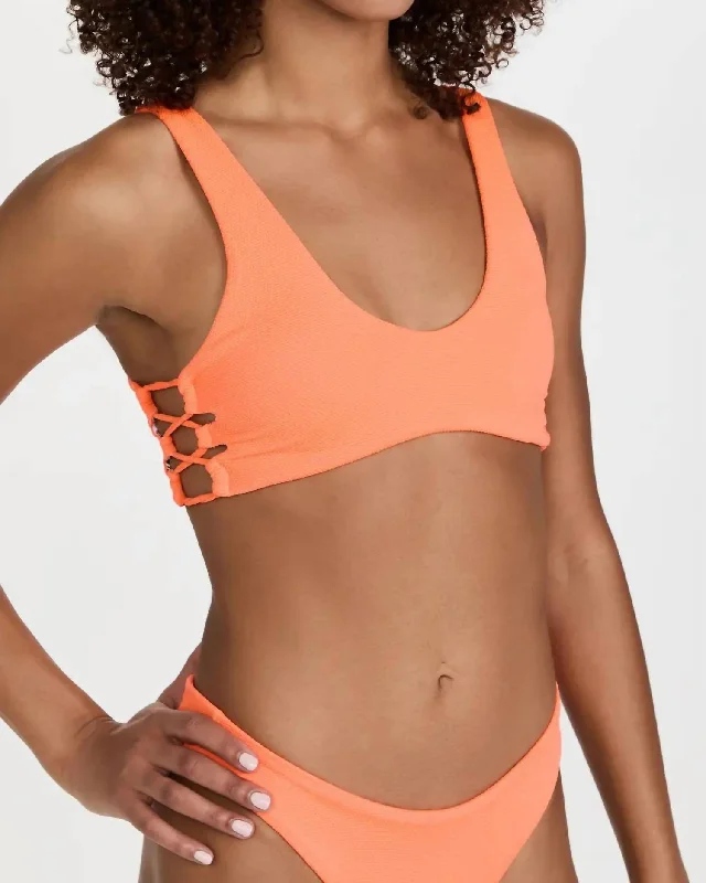 Town Sporty Bralette Bikini Top In Orange Poppy