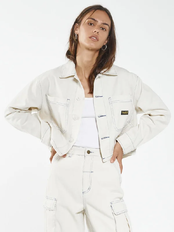 Union Crop Overshirt - Tofu / Cobalt