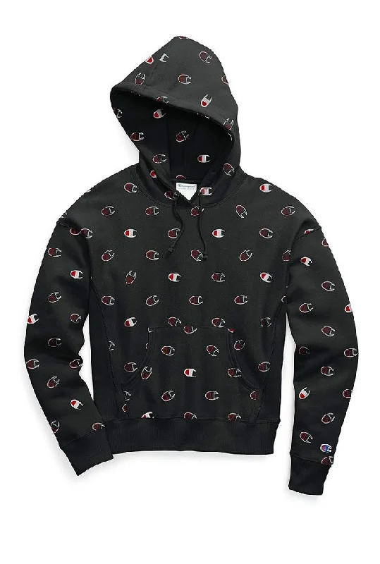 Flash Sale Or Flash Sales Champion Reverse Weave Pull Over Women's Hoodie, All Over Print Tossed Logo
