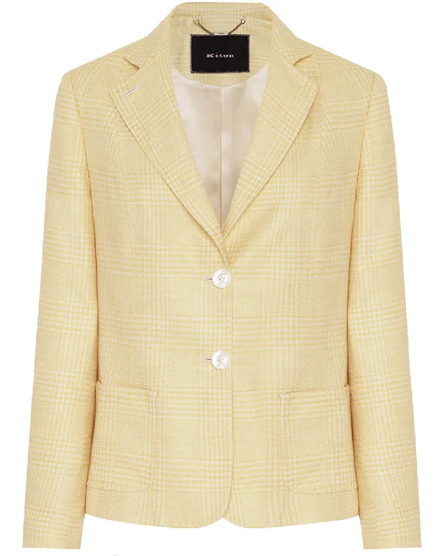 Online Impressions Boutique Yellow Glen Plaid Single Breasted Blazer