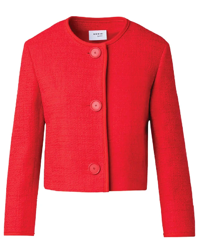 Timeless Women's Clothing Red Boucle Tweed Jacket