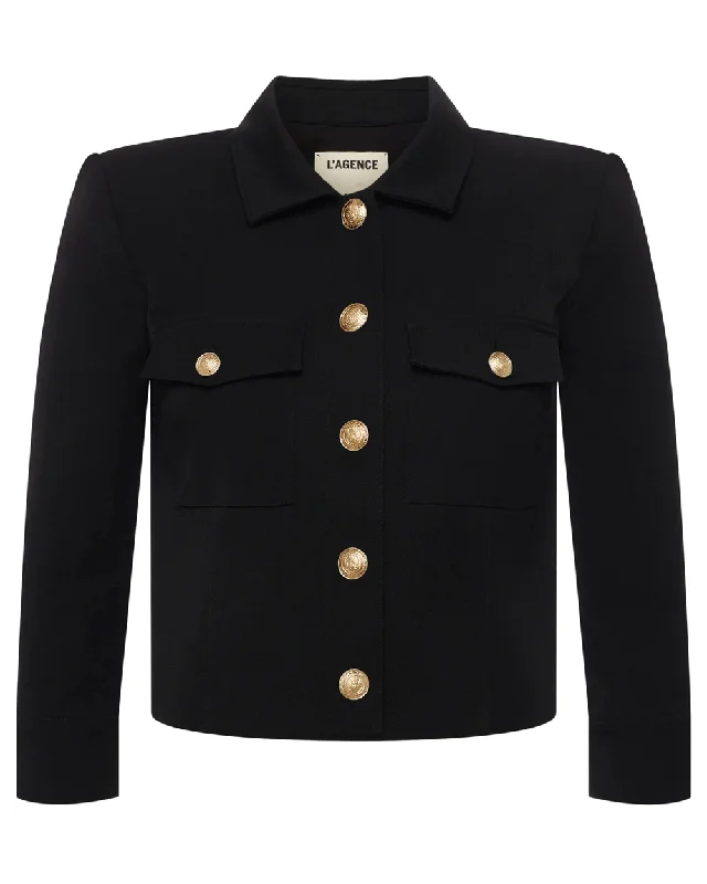 Women's Trendy Casual Outfit Black Kumi Cropped Jacket