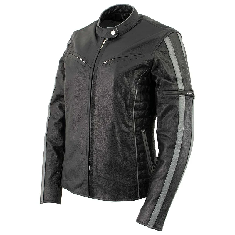 Clothing Sale Xelement B7065 Women’s ‘Silver Fox’ Black with Silver Multi Vented Leather Motorcycle Jacket Clothing Sale Xelement B7065 Women’s ‘Silver Fox’ Black with Silver Multi Vented Leather Motorcycle Jacket