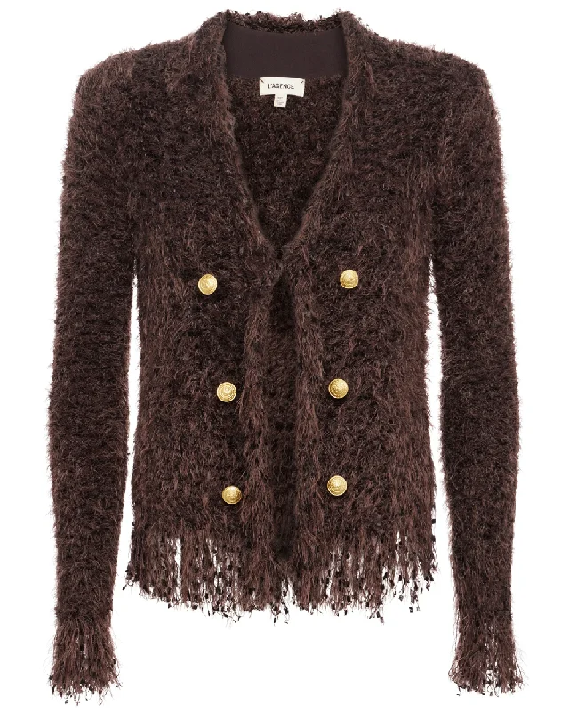 Holiday Discount Chocolate Ganache Azure Cardigan Blazer