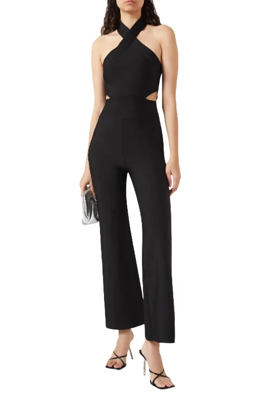 Women's Chic Outerwear Attire Frolic Jumpsuit In Black