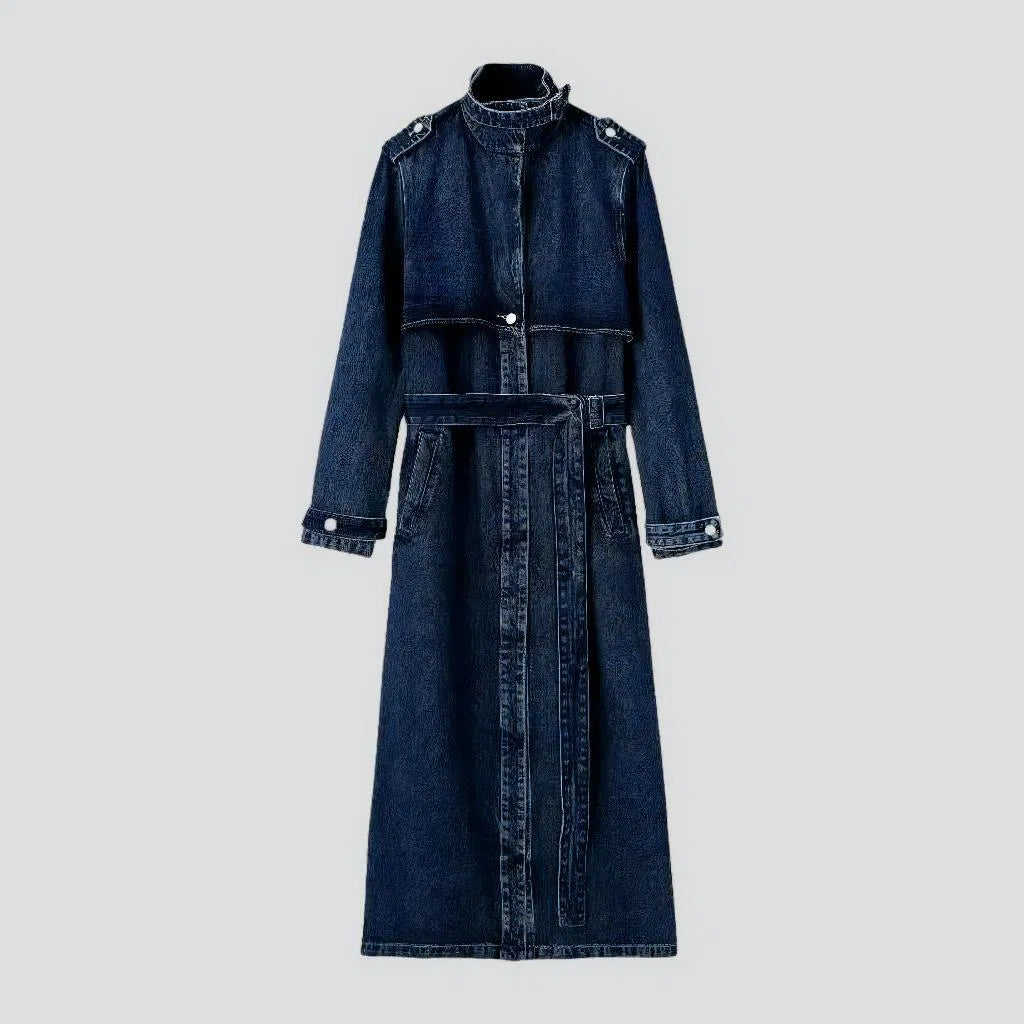 Medium-wash jean coat for ladies