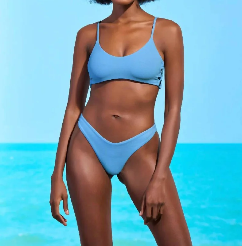 Splendour High Leg Bikini Bottom In Stone Blue