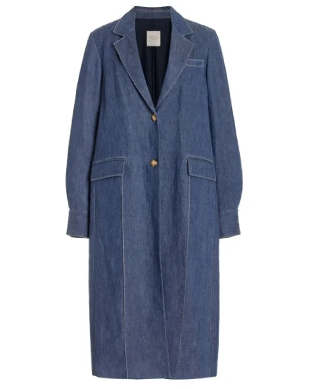Women's Sporty Clothes Medium Indigo Denim Hemp Car Coat
