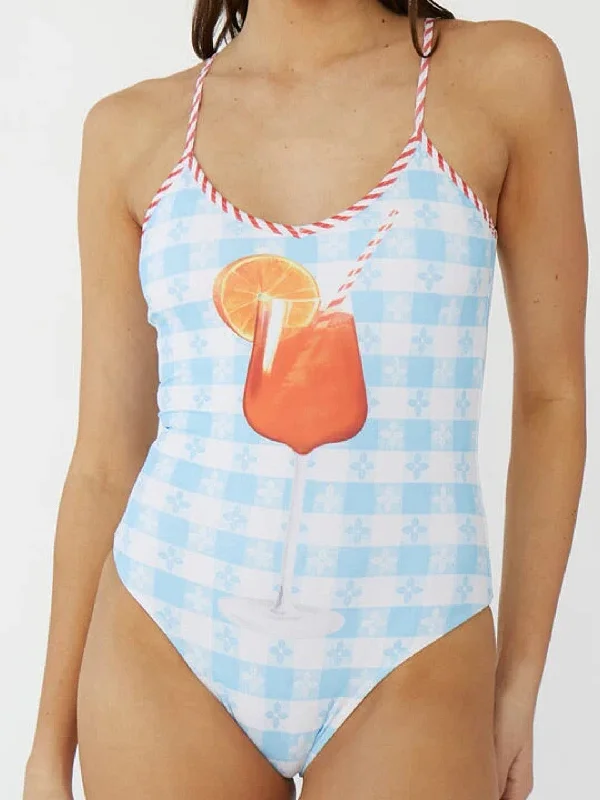 Women's Sports Apparel One Piece Swimsuit - Aperol Spritz