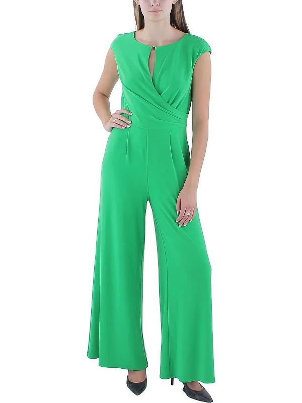Clothing Sales Womens Faux Wrap Wide Leg Jumpsuit