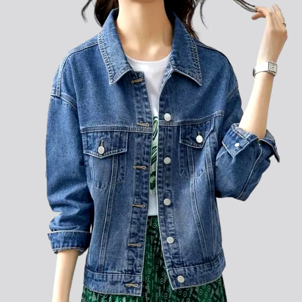 90s medium-wash women's jeans jacket